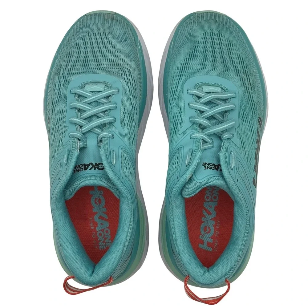Hoka One One Bondi 7 Womens Running Shoes Teal Aqua Blue Sneakers 1110519 AEBL